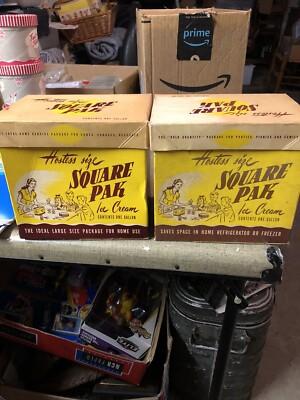 2 NOS One Gallon Square Pak Ice Cream Cartons