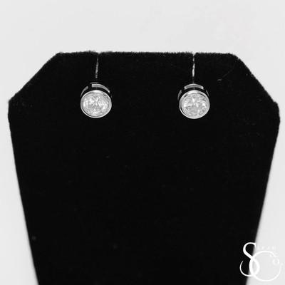 925 Sterling Silver Round Bezel Stud Earrings