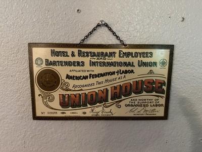 Amazing Tin Over Cardboard Union Service Sign