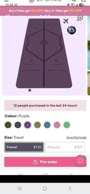 Brand new travel size Liforme yoga mat in purple