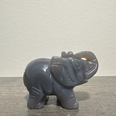 Druzy Agate Crystal Elephant Carving 54 Grams 2” - 2