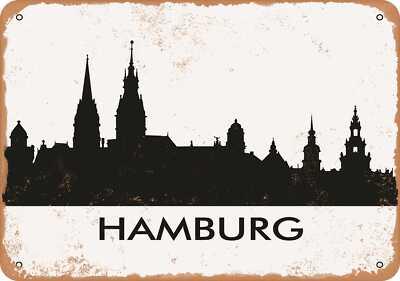 METAL SIGN - Hamburg Skyline - Vintage Look