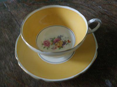 Paragon Yellow Cup & Saucer w  Floral Center
