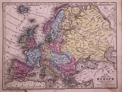 Rare Antique 1857 Map ~ Europe by S. Augustus Mitchell