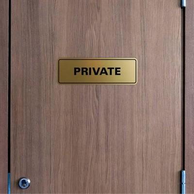 Standard Private Door/Wall Sign - Blue/Gold - Small - 4