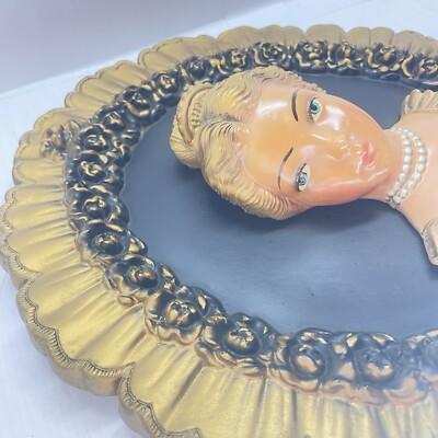 Vintage Chalk Ware Bust Wall Plaque Victorian Lady - 2