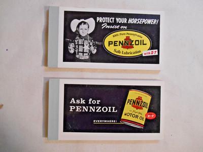 Vintage lot of (2) PENNZOIL Note Pads - Unused