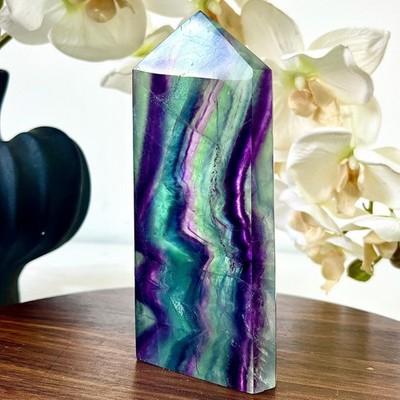 1.35LB Natural Fluorite Crystal Column Magic Wand Obelisk Point Earth Healing