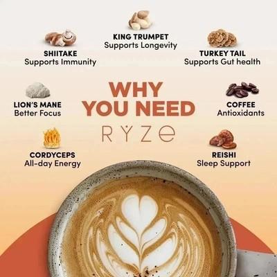 1-4 Pack Organic Ryze Coffee 30 SERVINGS Instant Coffee New FREE SHIPPING