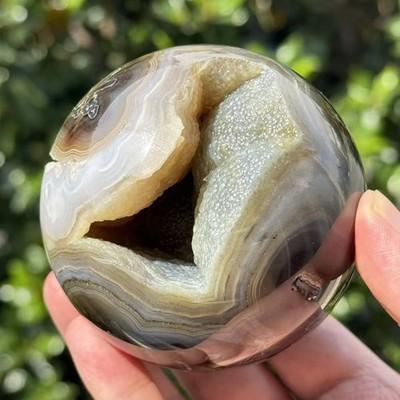 1.4LB 3.1" A+Natural Agate Sphere Crystal Druzy Ball Healing Desk Decor