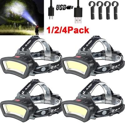 1-4Pcs 990000LM LED Headlamp Rechargeable Headlight Head Torch Lamp Flashlight