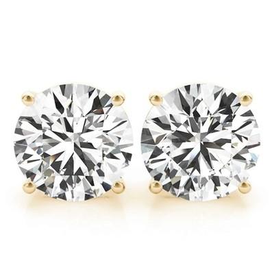 1 Ct Round Lab Grown Diamond E/VS1 14K Yellow Gold Stud Earrings Screw