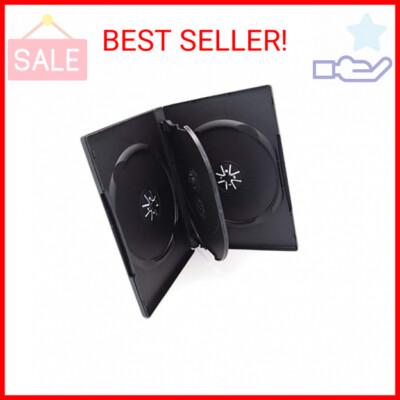 10 Pack Maxtek Standard 14mm Black Quad 4 Disc DVD Cases with Double Sided Flip