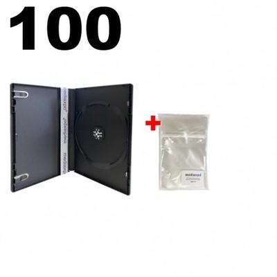 100 STANDARD Black Single DVD Cases 14MM & 100 OPP Plastic Wrap Bag