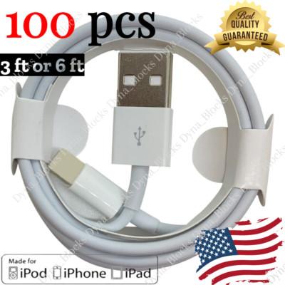 100PACK USB Data Fast Charger Cable Cord For Apple iPhone 5 6 7 8 X 11 12 13 MAX