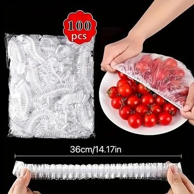 100pcs Reusable Elastic Food Covers Stretch Bowl Plate Wrap Plastic Seals