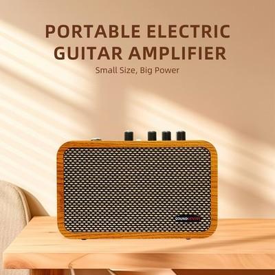 10W Mini Electric Guitar Amp Bluetooth Wooden Practice Amplifier Reverb Effect