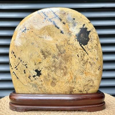 11.4 lb Natural Stone Scenic Display Polished Pattern Home Decor Stand