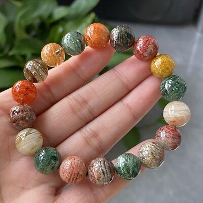 11mm Natural Color Phantom Ghost Quartz Stretch Crystal Beads Bracelet C37