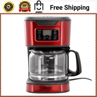 12-Cup Digital Coffee Maker Drip Brewer with Auto Shutoff Hot Red Kitchen