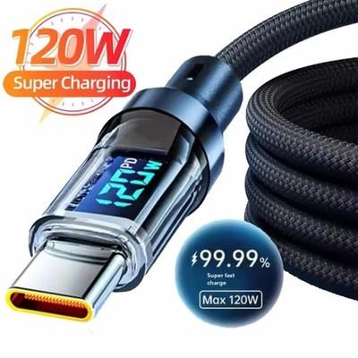 120w Super Fast USB Type-C Charging Braid IPhone 16 15 Lead with Display LOT