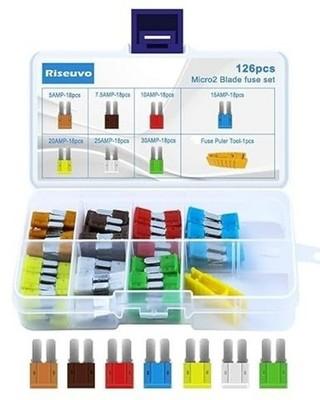 126pcs Micro Fuses Assortment Kit - Micro2 AT Size: Micro2Number of Items: 126