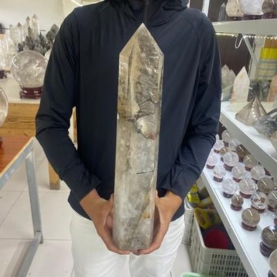 13.22LB Natural black hair crystal, white crystal pillar, quartz crystal