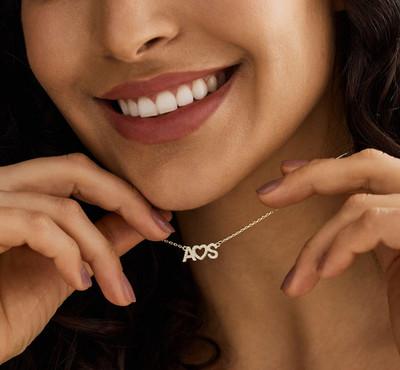 14K Yellow Gold Plated Custom Initial Name Pendant 2 Ct Round Simulated Diamond