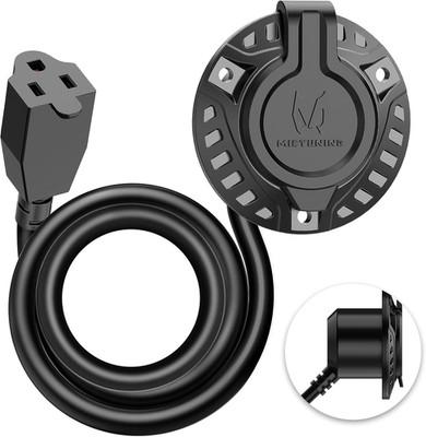 15A 125V AC Port Plug, 12AWG Waterproof RV Shore Power Inlet Plug AC Power Inlet