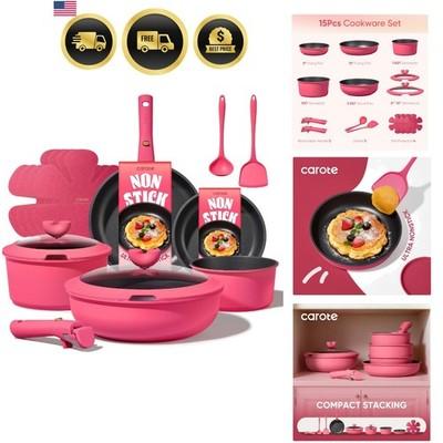 15pcs Pots and Pans Set Non Stick, Cookware Set Non Toxic with Detachable Han...
