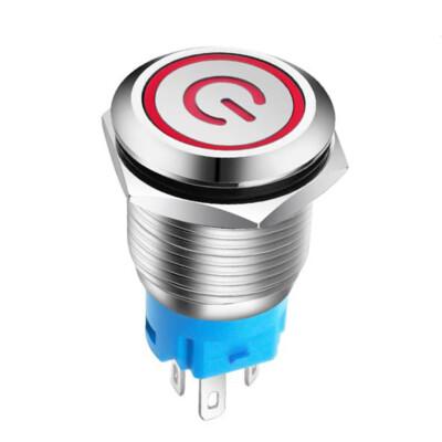 16mm 12V LED ON OFF Stainless Steel Latching Push Button Power Switch Waterproof