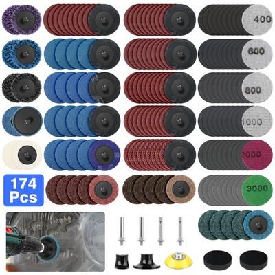 174PCS 2" Die Grinder Sanding Discs Kit 40-3000Grit Quick Change Polishing Pads