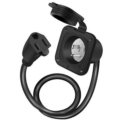 18" 110-125V 15A AC RV Marine Power Inlet Port Plug Extension Cord Trailer Plug