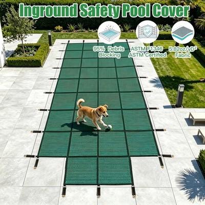 18x34ft+4x10ft step Inground Pool Safety Cover, Fit16x32ft+4x8ft Center StepPool