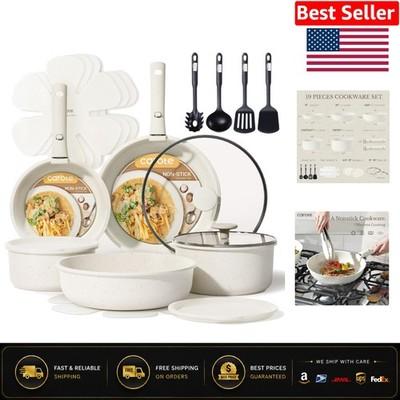 19-Pc Non-Stick Pots and Pans Set | Space-Saving Detachable Handle Cookware