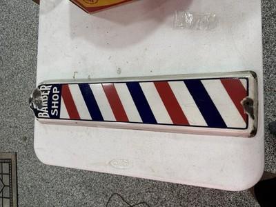 1930’s Vintage Steel & Porcelain Barber Pole Sign
