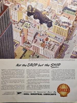1945 Shell Industrial Lubricants Print Ad - Goodyear Tires B-29 Jeep Drop