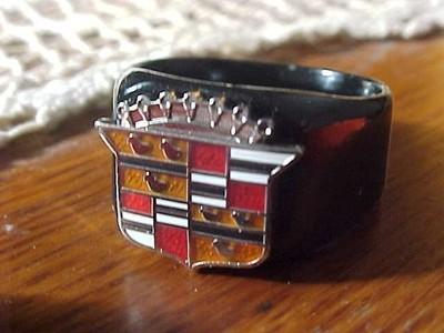 1950s CADILLAC CREST BLACK CHROME RING #10 NOS UNIQUE HI- QUALITY CLASS