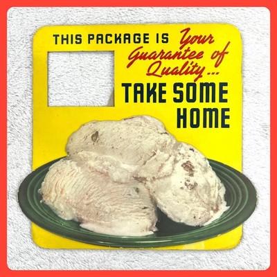 1950s Ice Cream Vintage Advertising Sign 14” Cardboard Easel Soda Fountain USA