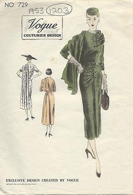 1953 Vintage VOGUE Sewing Pattern B30 DRESS (1203)