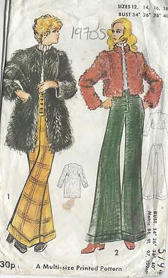 1970s Vintage Sewing Pattern B34-36-38-40 PANTS & COAT (R699)