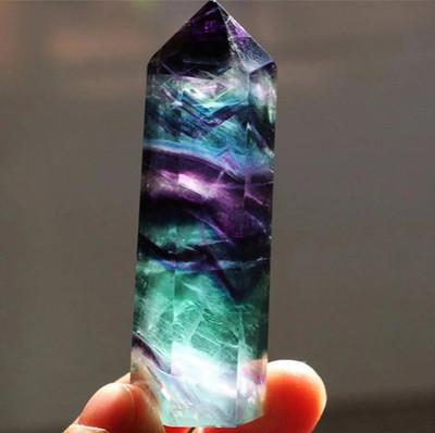 1pcs Natural Fluorite Crystal Quartz Wand Healing Hexagonal Point 4–7cm Stone