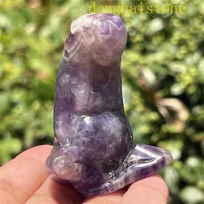 2.2" Natural Dreamy Amethyst skull Quartz Crystal Mother Earth skull Mineral 1pc