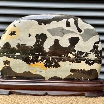 2.5 lb Scenic Stone Natural Pattern Polished Display Art Wood Base