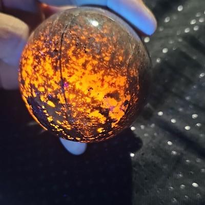 2.5" Yooperlite Sphere UV Reactive Glowing Sodalite Crystal Ball 15oz