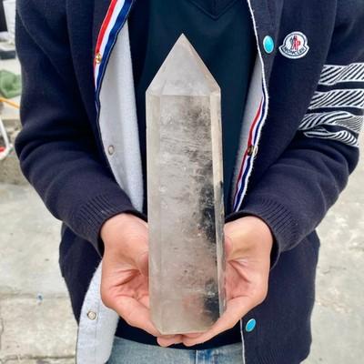 2.88LB Natural black hair crystal, white crystal pillar, quartz crystal