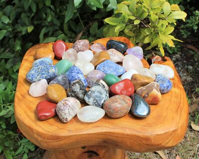 2 lb Assorted Tumbled Stones LARGE: Wholesale Bulk Lot Mixed Crystals