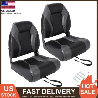 2-Pack Boat Seats High Back Folding Fishing Boat Captain Chairs Sponge Padding