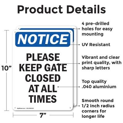(2 Pack) Please Keep Gate Closed At All Times OSHA Notice Sign Decal Metal