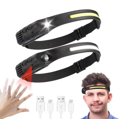 2 Pack Rechargeable Headlamp, 230°Wide Beam Head Lamp LED with Motion Sensor